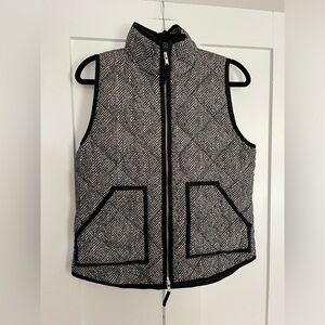 J. Crew Herringbone Zebra Print Down Puffer Vest size Small